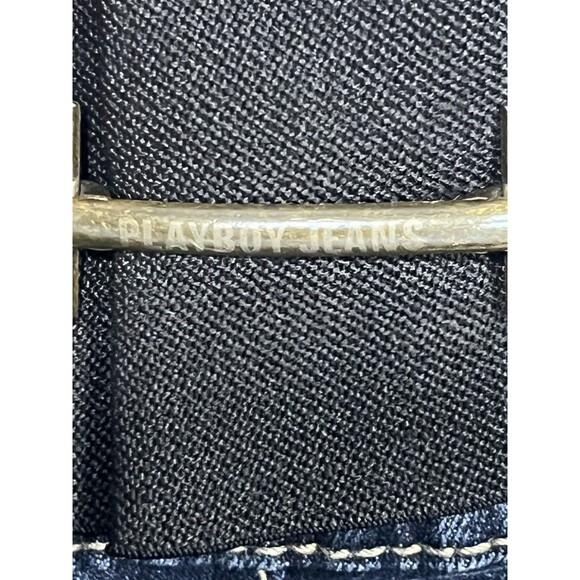 Playboy Women's Jeans Dark Wash Straight Leg Triple Button Size 13/14 (30)  Y2K - Picture 6 of 8